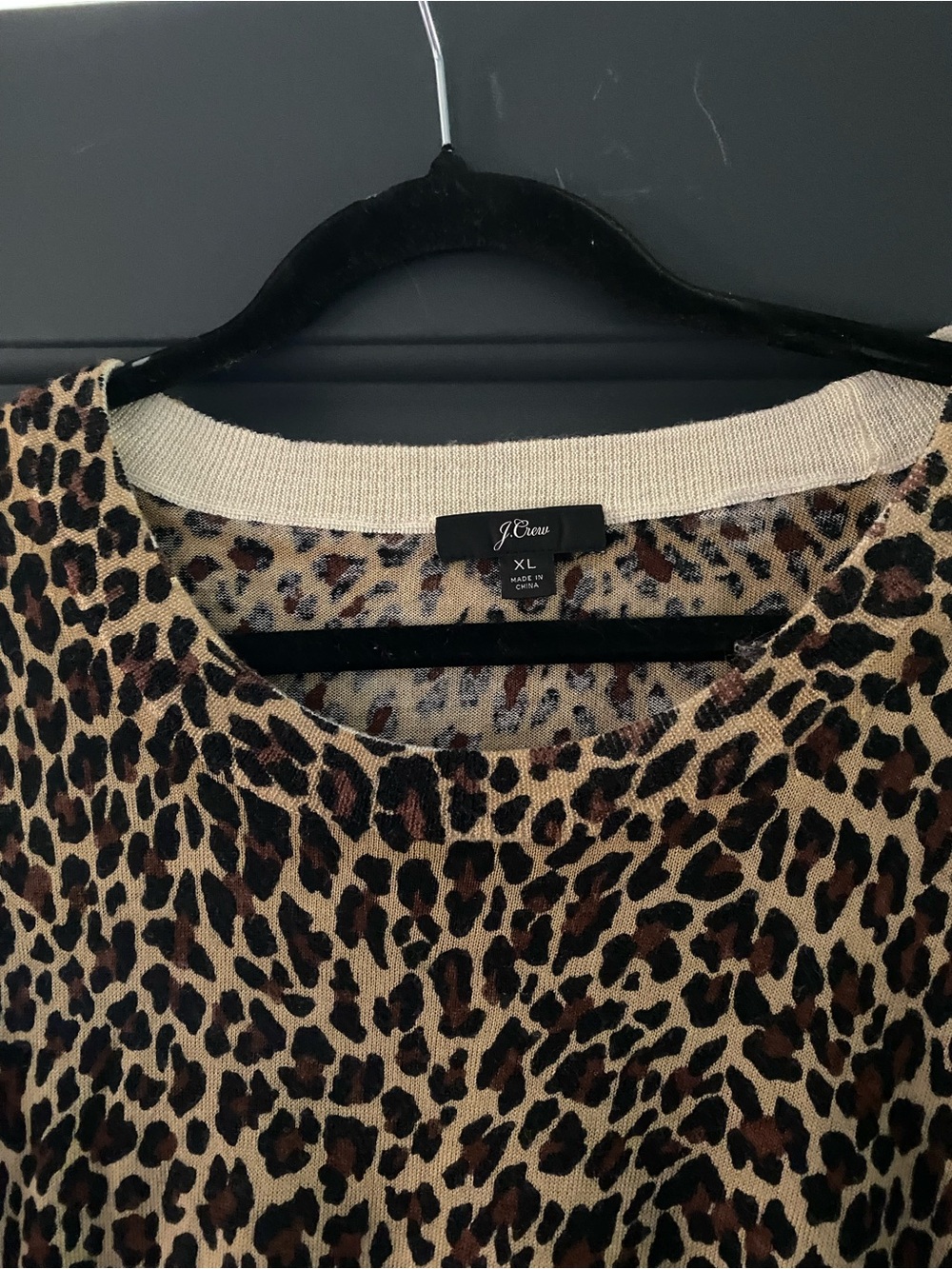 J. Crew Leopard Print Crewneck Sweater in Tan and Brown - Picture 2 of 3